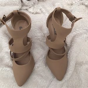 Bonnibel Suede buckled heels, size 6